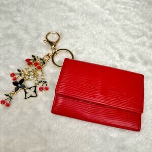 Louis Vuitton red Epi leather 6 key holder wallet keychain vintage custo…